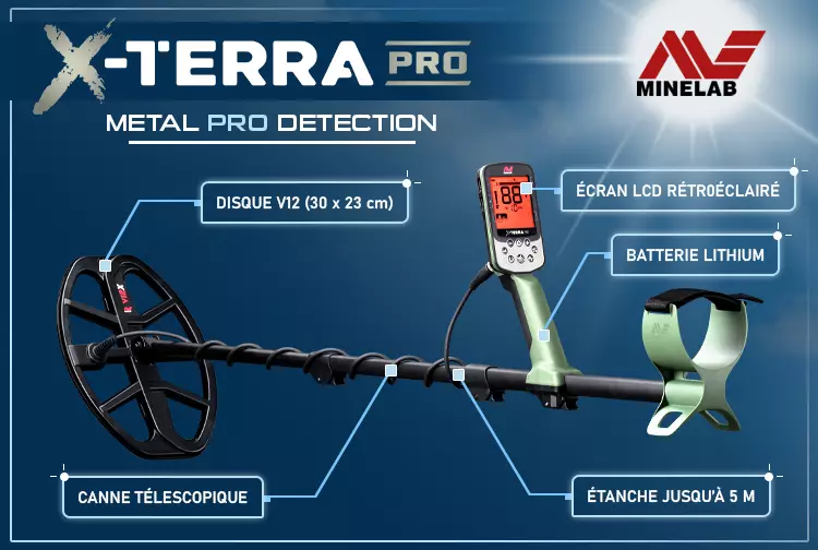Sondez le sol jusqu'à une profondeur de 1 m avec le Minelab X-Terra Pro
